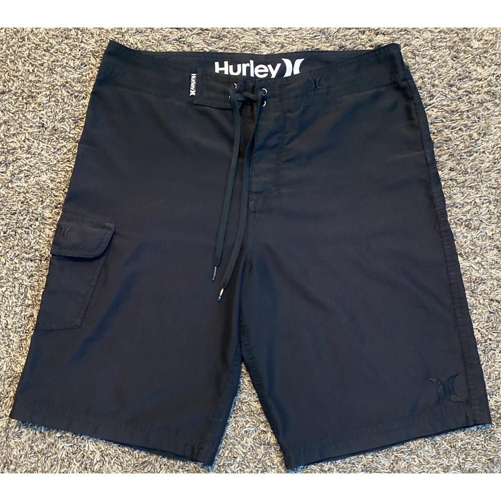 Hurley Cargo Boardshorts Men 32 Black Surf Skate Beach Swim Dive Snorkel‎ Hike